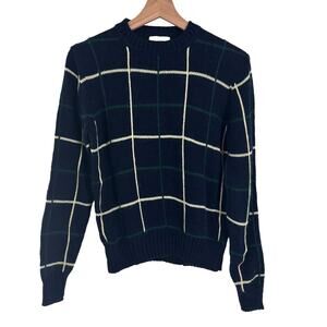 Garland Hong Kong Dad Style Dark Blue Grid Check‎ Pattern Sweater Adult Window
